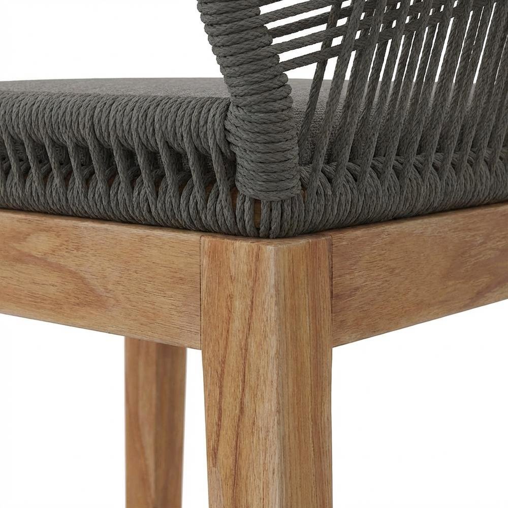 Teak Wood Outdoor Bar Stool With Footrest For Patio Dining. Picture 6