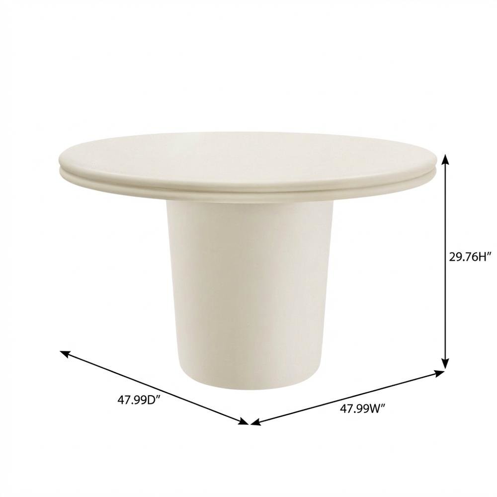 Round Concrete Outdoor Dining Table with Weather-Resistant Surface. Picture 7