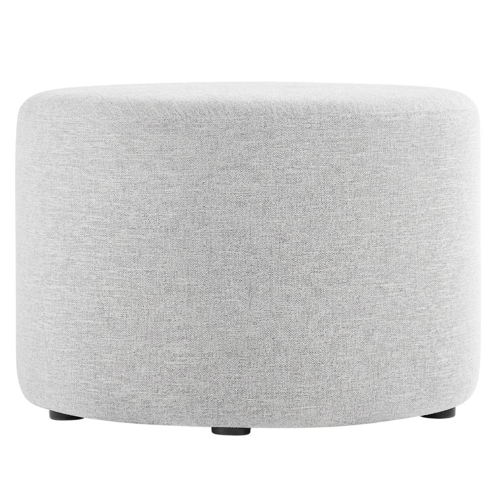 Round Heathered Fabric Upholstered Ottoman, neutral tones, comfortable seating. Picture 4