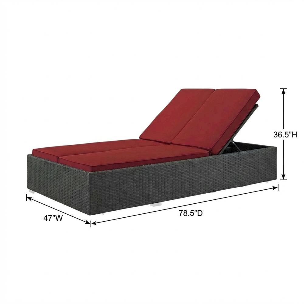 Outdoor Patio Double Chaise With Cushioned Seat And Sturdy Frame. Picture 7