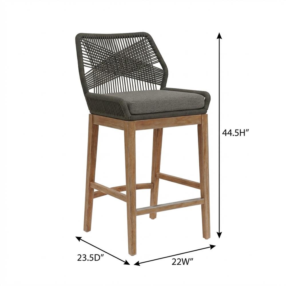 Teak Wood Outdoor Bar Stool With Footrest For Patio Dining. Picture 7
