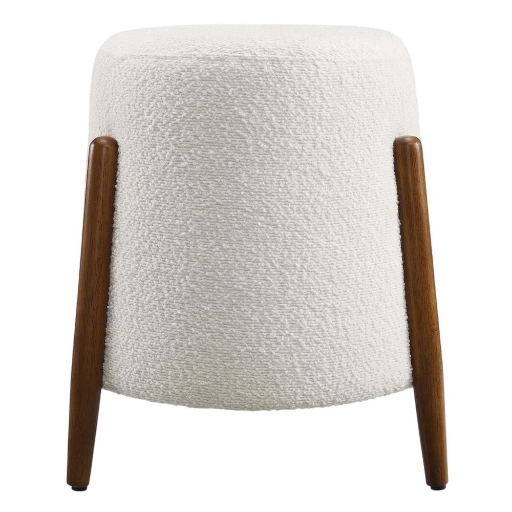 Outdoor ottoman with upholstered boucle fabric, stylish seat, square design. Picture 4