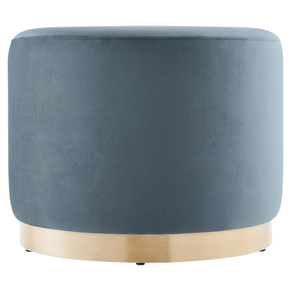 Round performance velvet ottoman with plush upholstery and versatile design. Picture 4