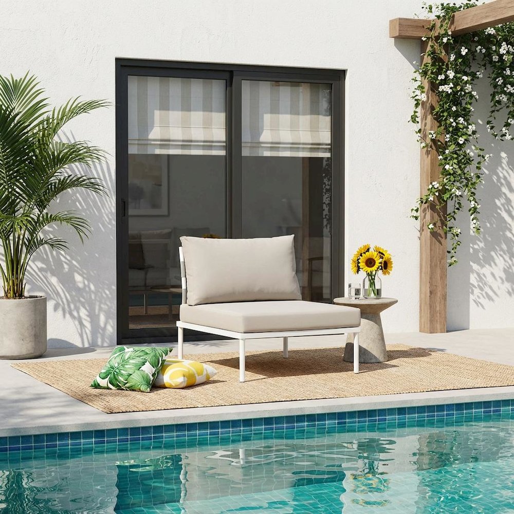 Outdoor Patio Aluminum Armless Lounge Chair With Lightweight Design. Picture 2