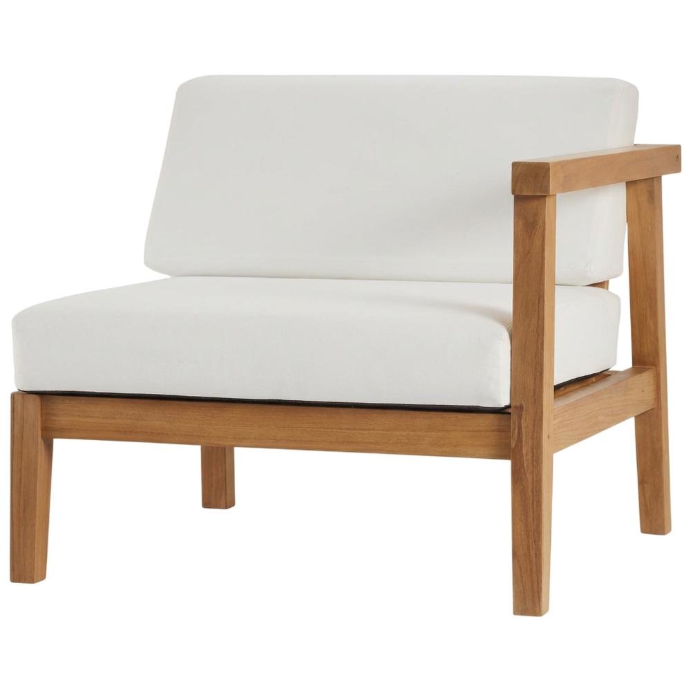 Outdoor Teak Wood Left-Arm Lounge Chair With Durable Construction. Picture 1