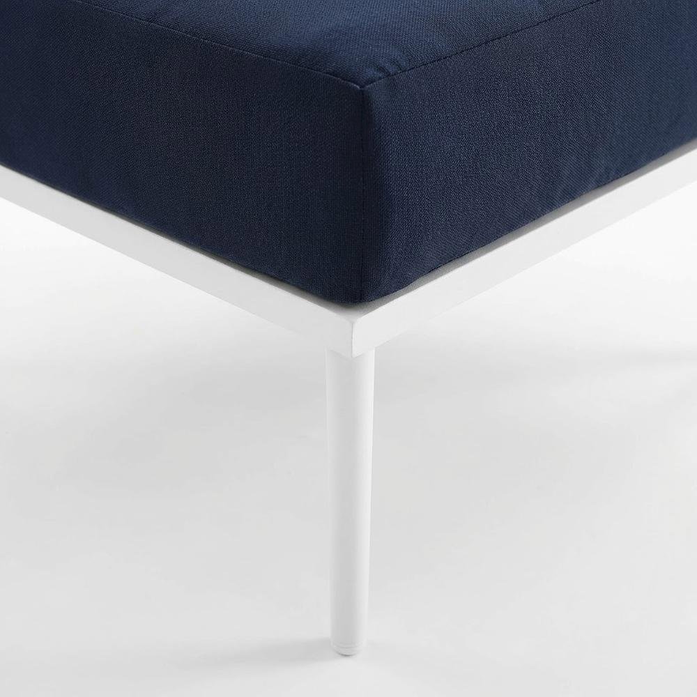 Outdoor Aluminum Corner Lounge Chair With Armrests And Cushioned Seat. Picture 6