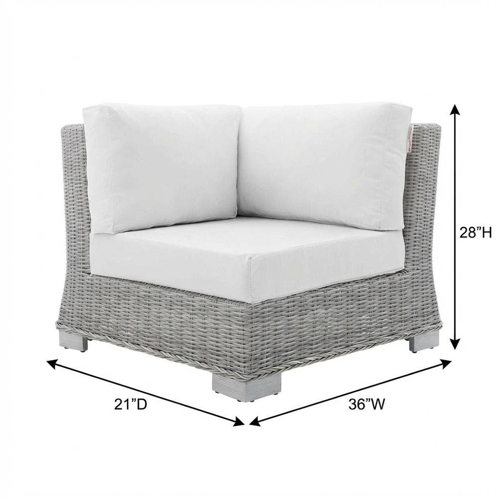 Outdoor Patio Wicker Rattan Corner Chair With Backrest And Seat Cushion. Picture 7