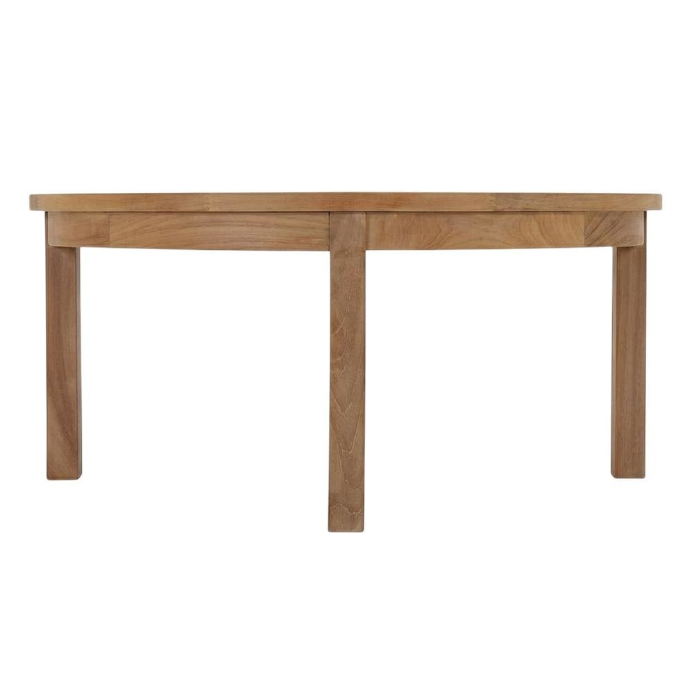 Teak Outdoor Coffee Table With Round Top And Rustic Finish. Picture 4