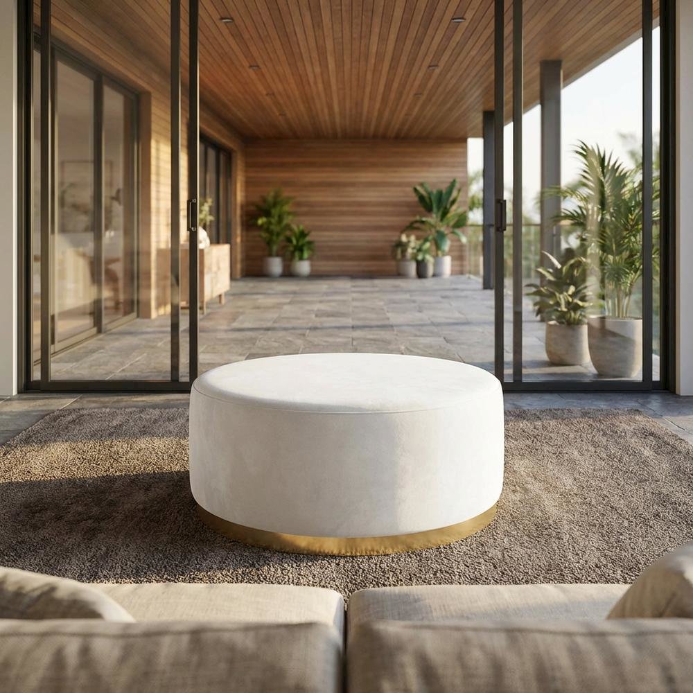 Velvet Ottoman with Upholstered Surface for Outdoor Living Space. Picture 2