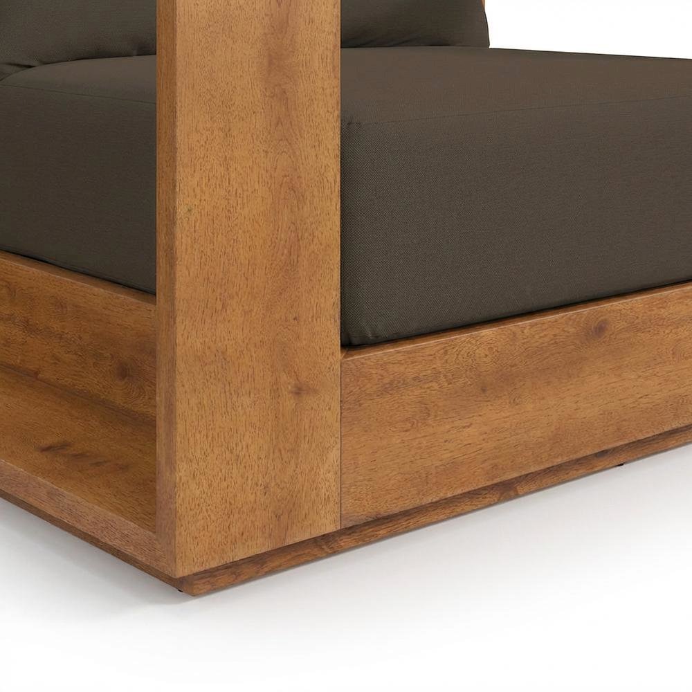 Outdoor Patio Acacia Wood Lounge Chair with Armrests and Comfort Seat. Picture 6