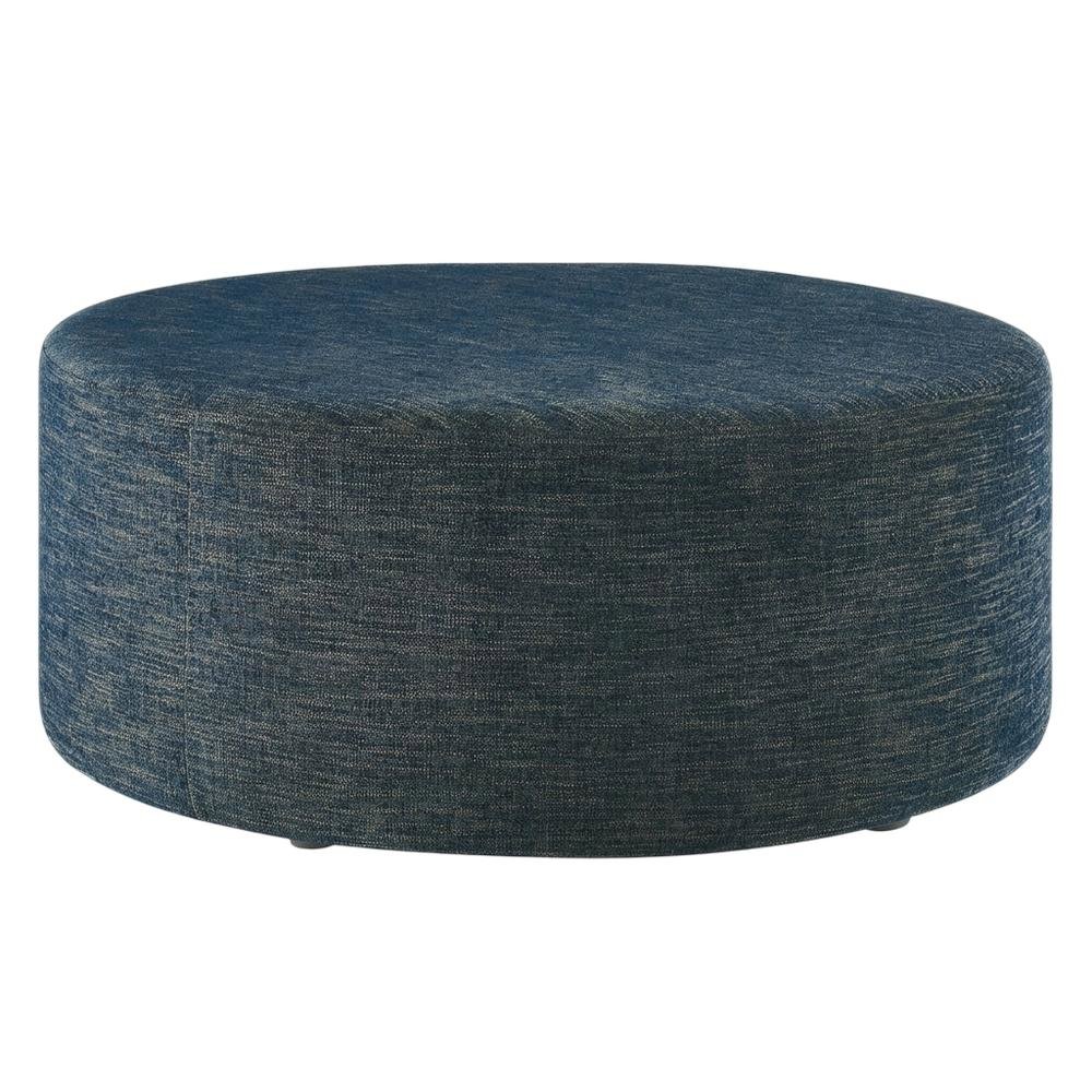 Outdoor Woven Fabric Ottoman in Heathered Finish with Comfortable Upholstery. Picture 4