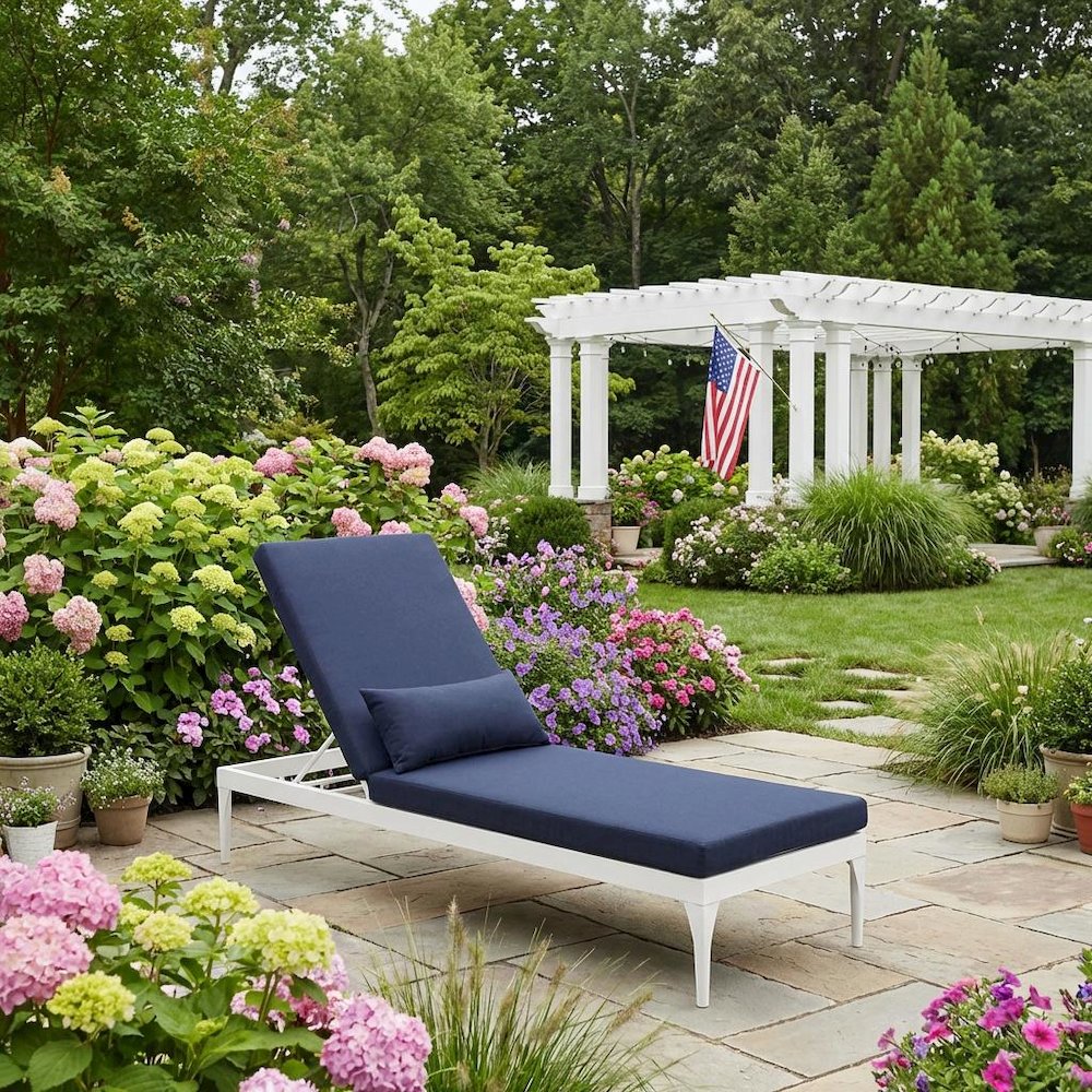 Outdoor Patio Chaise Lounge With Cushioned Seating And Durable Frame. Picture 3