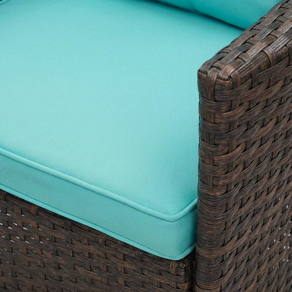 Set Of 2 Outdoor Wicker Dining Armchairs With Comfortable Armrests. Picture 5