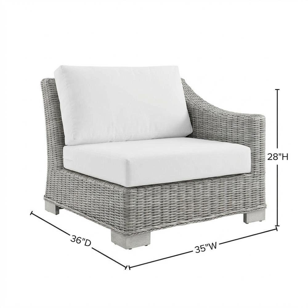 Outdoor Patio Wicker Rattan Left-Arm Chair With Cushioned Backrest. Picture 7