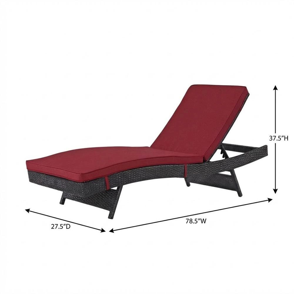 Outdoor Patio Chaise In Neutral Fabric With Cushioned Comfort For Relaxing. Picture 7