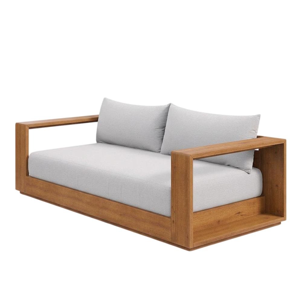 Acacia Wood Outdoor Loveseat With Armrests And Sturdy Frame. Picture 1