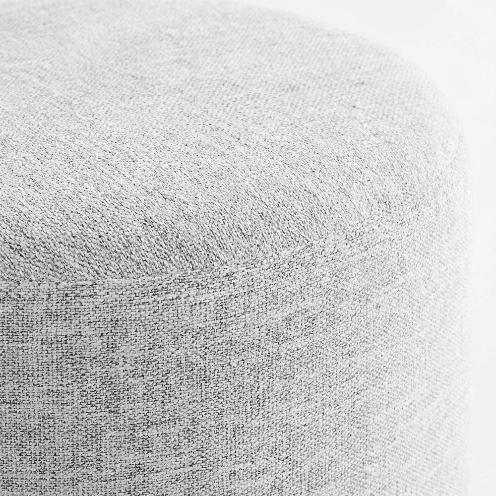 16" Round Heathered Fabric Upholstered Ottoman for Outdoor Living. Picture 5