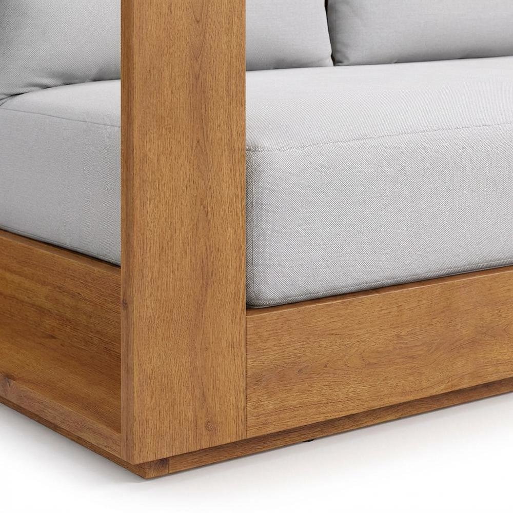 Outdoor Patio Acacia Wood Sofa with Armrests and Comfortable Backrest. Picture 6