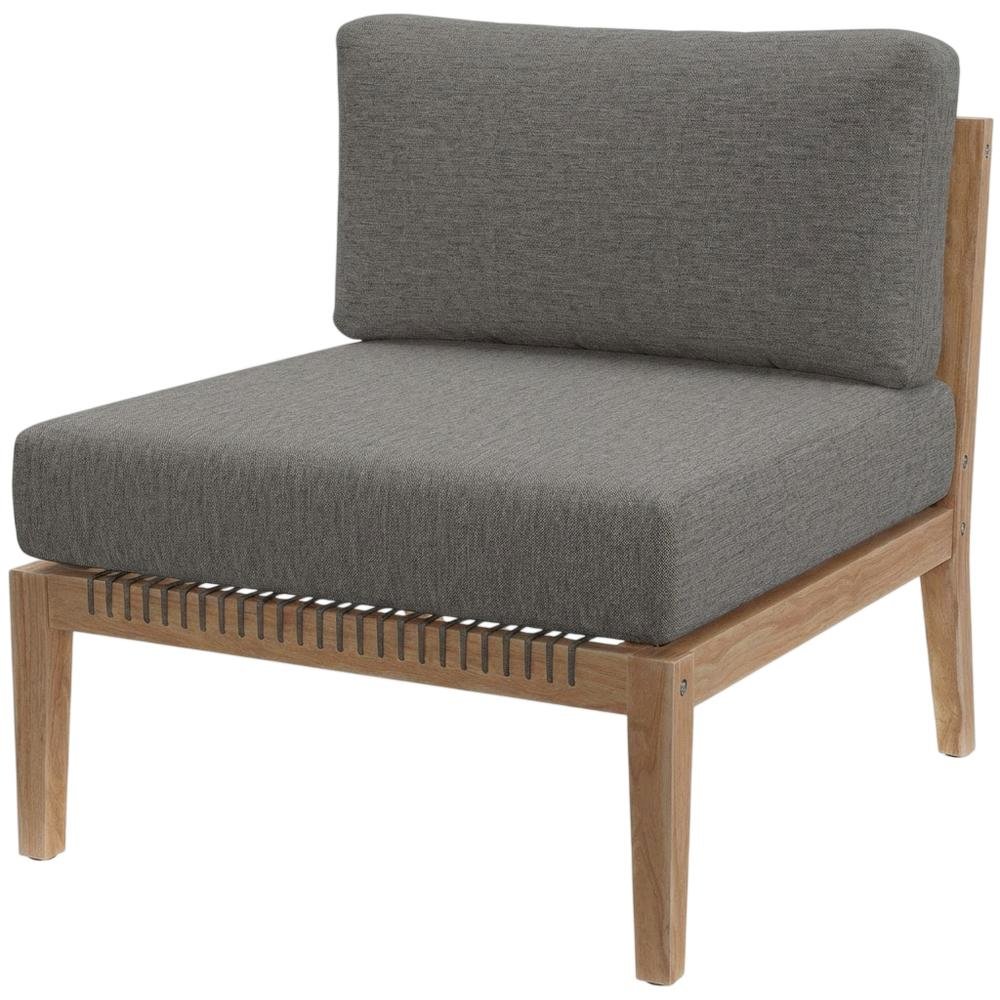 Teak Wood Outdoor Lounge Chair With Armless Design And Comfortable Cushions. Picture 1