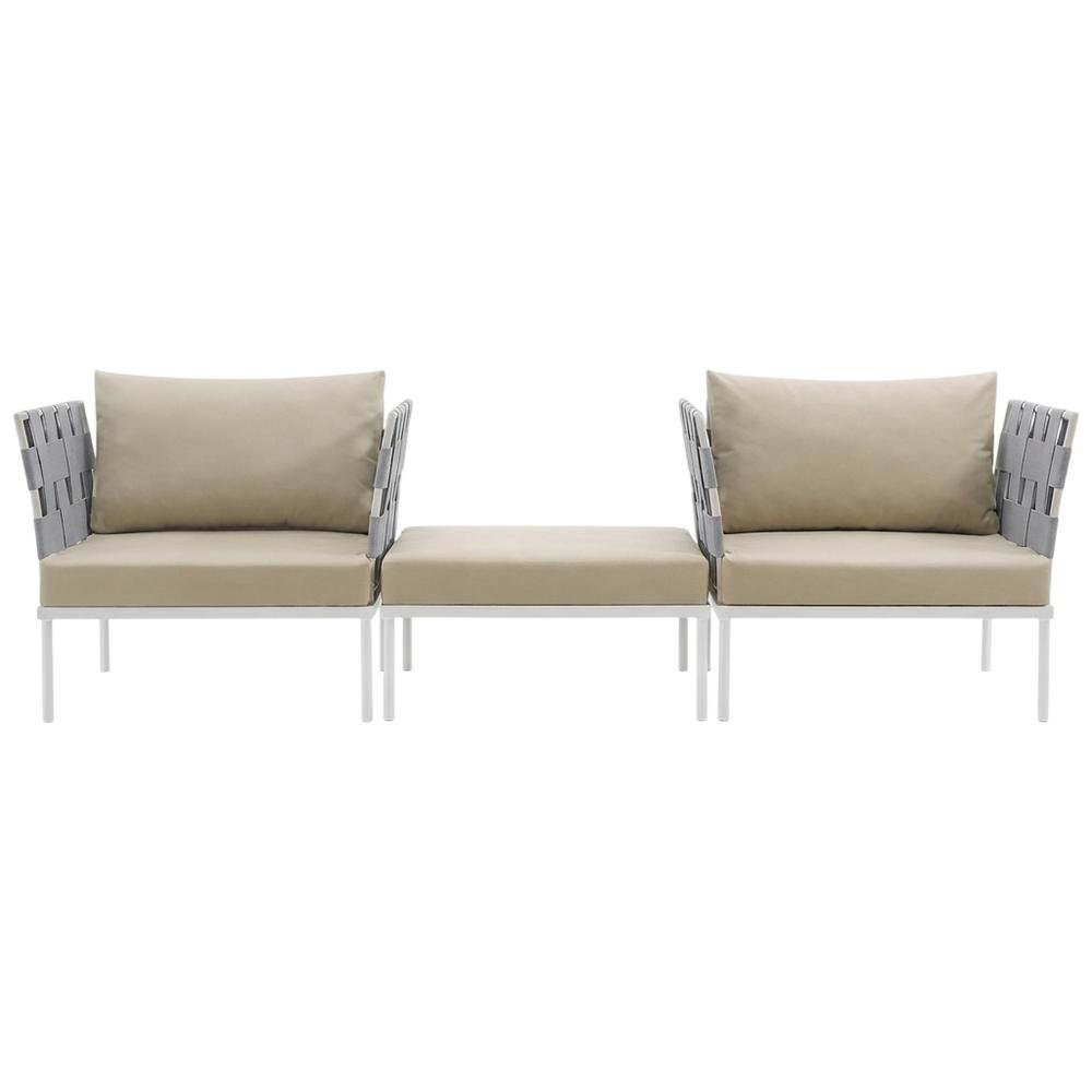 Outdoor Patio Aluminum Sectional Sofa Set With 3 Pieces, Durable Design. Picture 4