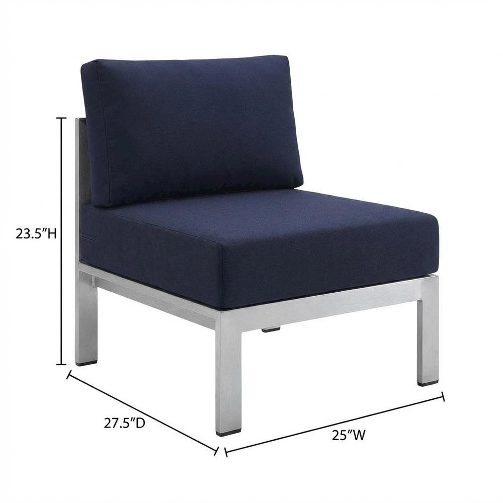 Aluminum Fabric Outdoor Lounge Chair With Armless Design And Cushioned Seat. Picture 7
