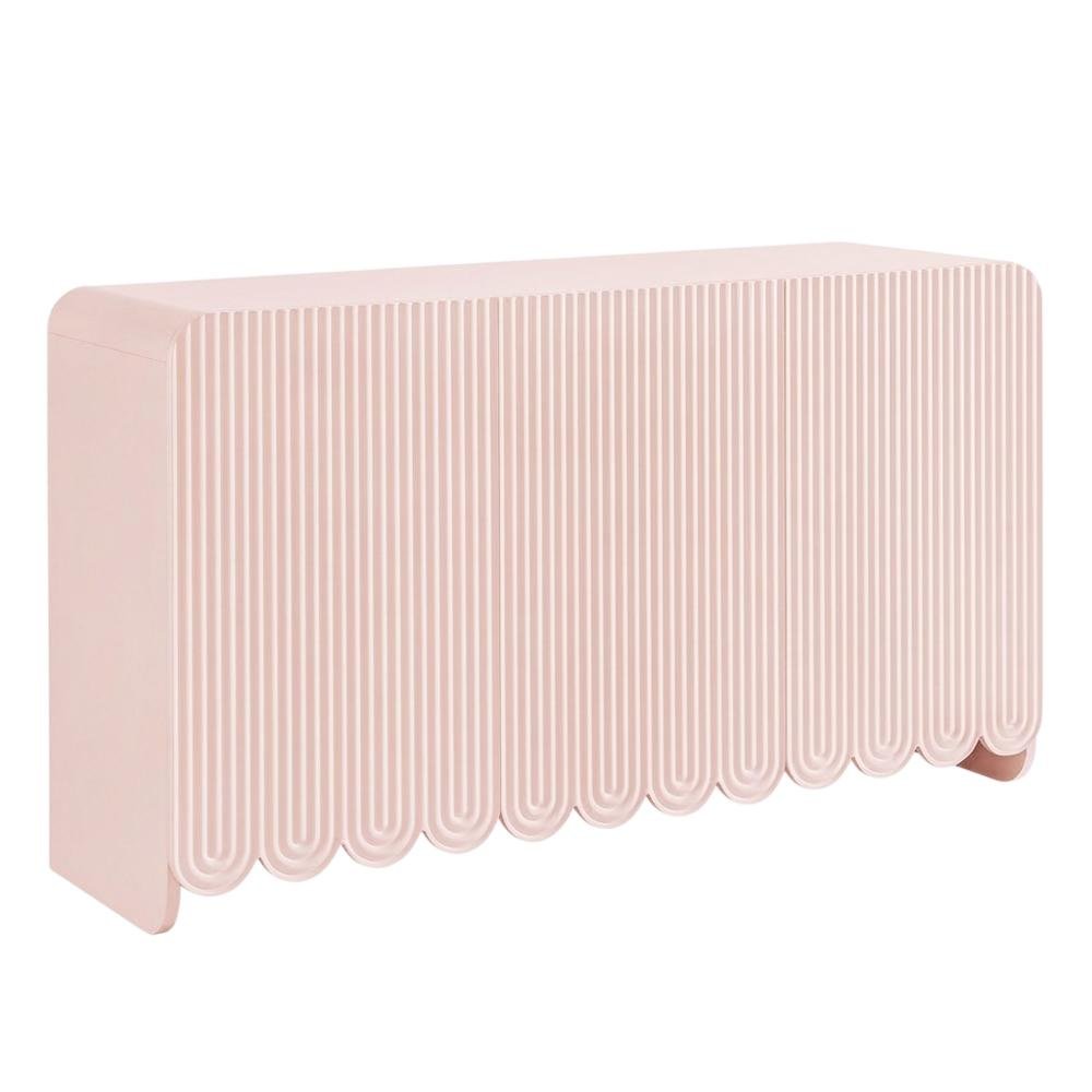 Fluted And Scalloped Sideboard Storage Cabinet In Elegant Finish. Picture 1