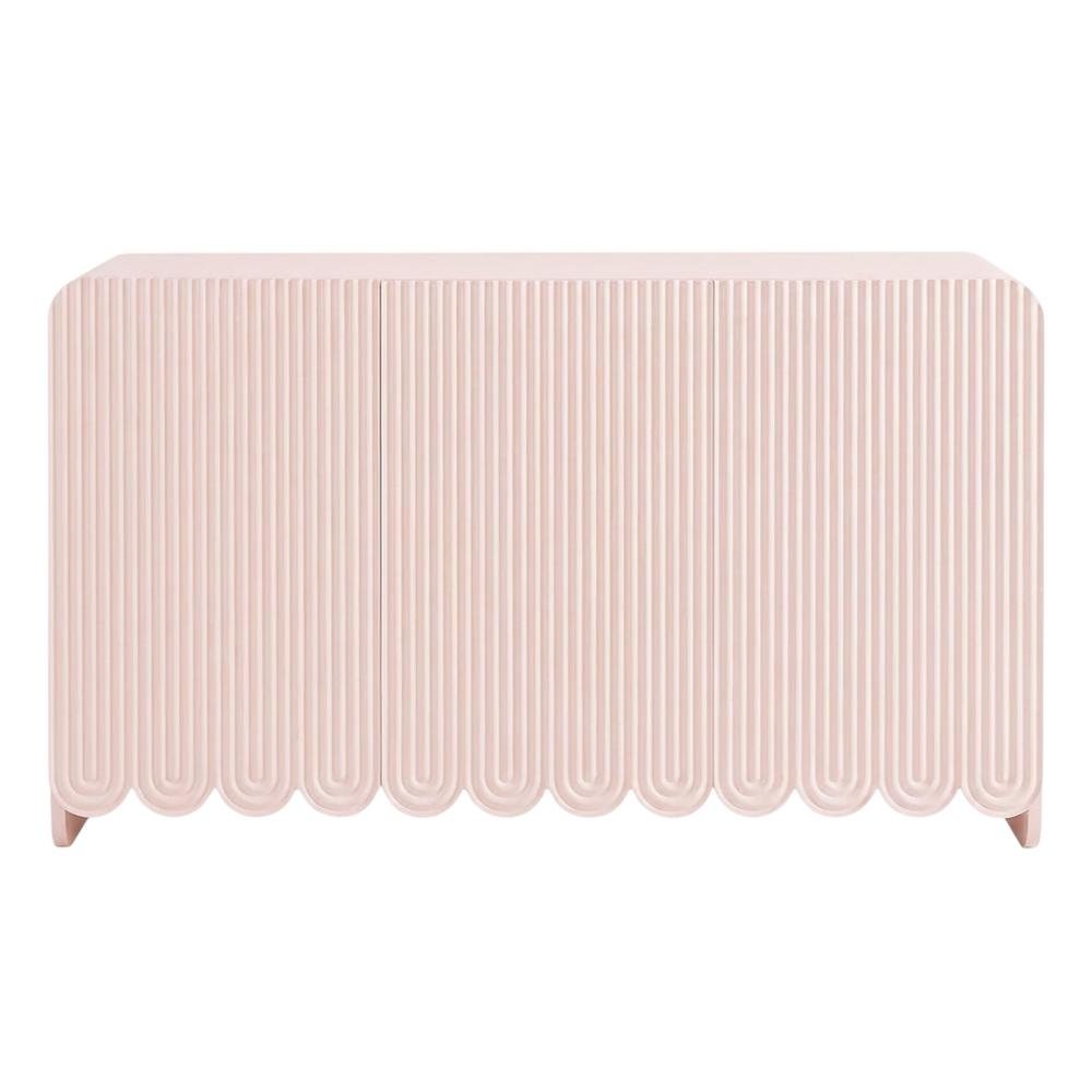 Fluted And Scalloped Sideboard Storage Cabinet In Elegant Finish. Picture 5