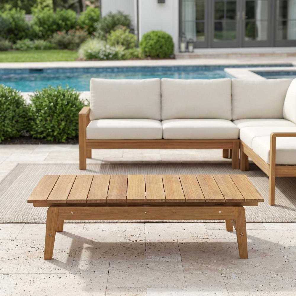 Teak Outdoor Coffee Table with Sleek Design and Durable Construction. Picture 3