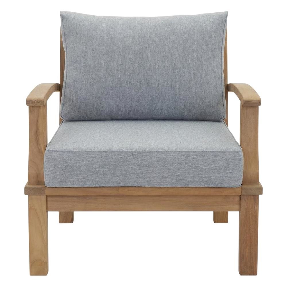 Outdoor Patio Teak Right-Facing Sofa With Cushioned Seat And Armrests. Picture 4