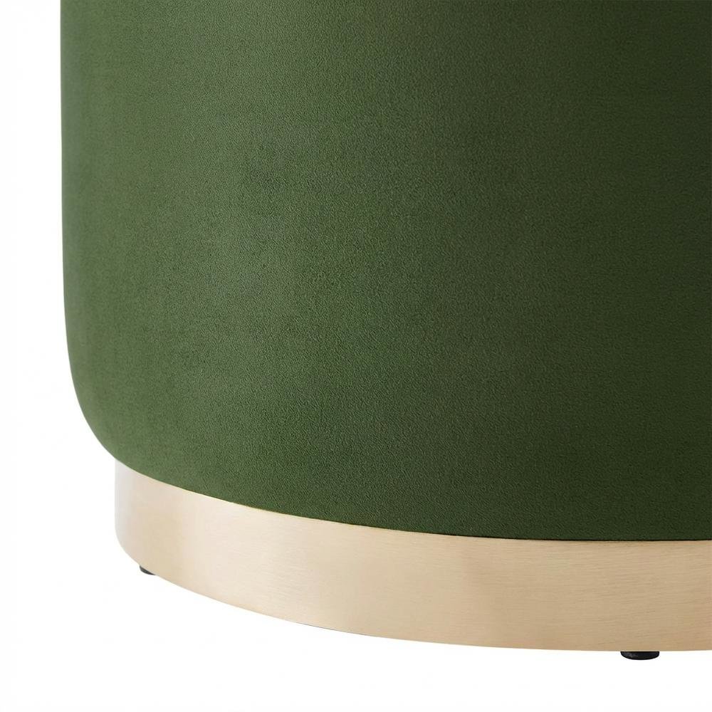 Performance Velvet Round Ottoman, Neutral Color, Plush Upholstery, Sturdy Base. Picture 6