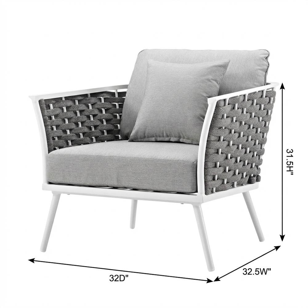 Aluminum Outdoor Patio Armchair With Cushioned Seat And Armrests. Picture 7
