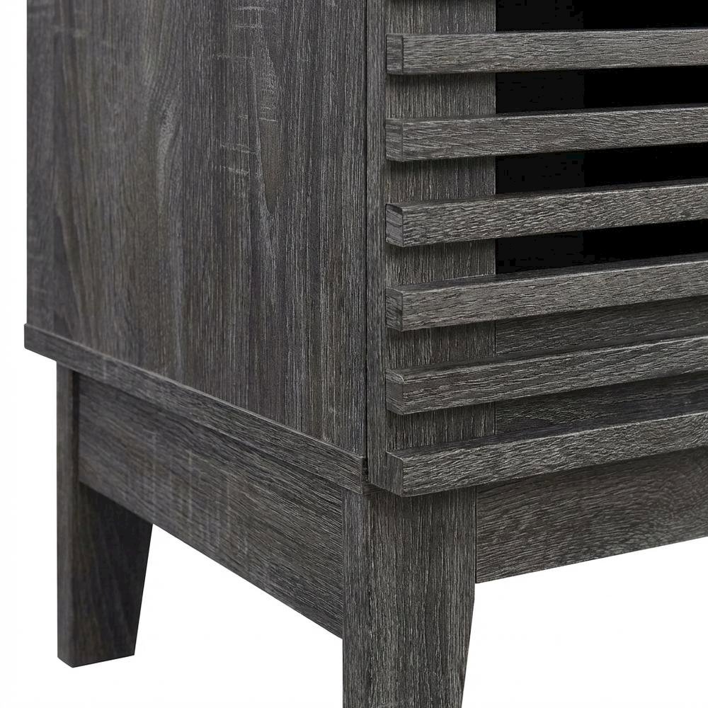 Charcoal Bar Cabinet, Bicast Leather, 46 Inch Wide, Modern Style. Picture 5