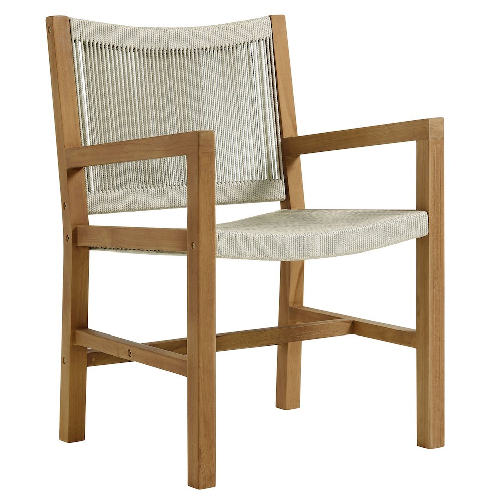 Vienna 3-Piece Outdoor Patio Teak and Rope Armchairs with Folding Side Table. Picture 5