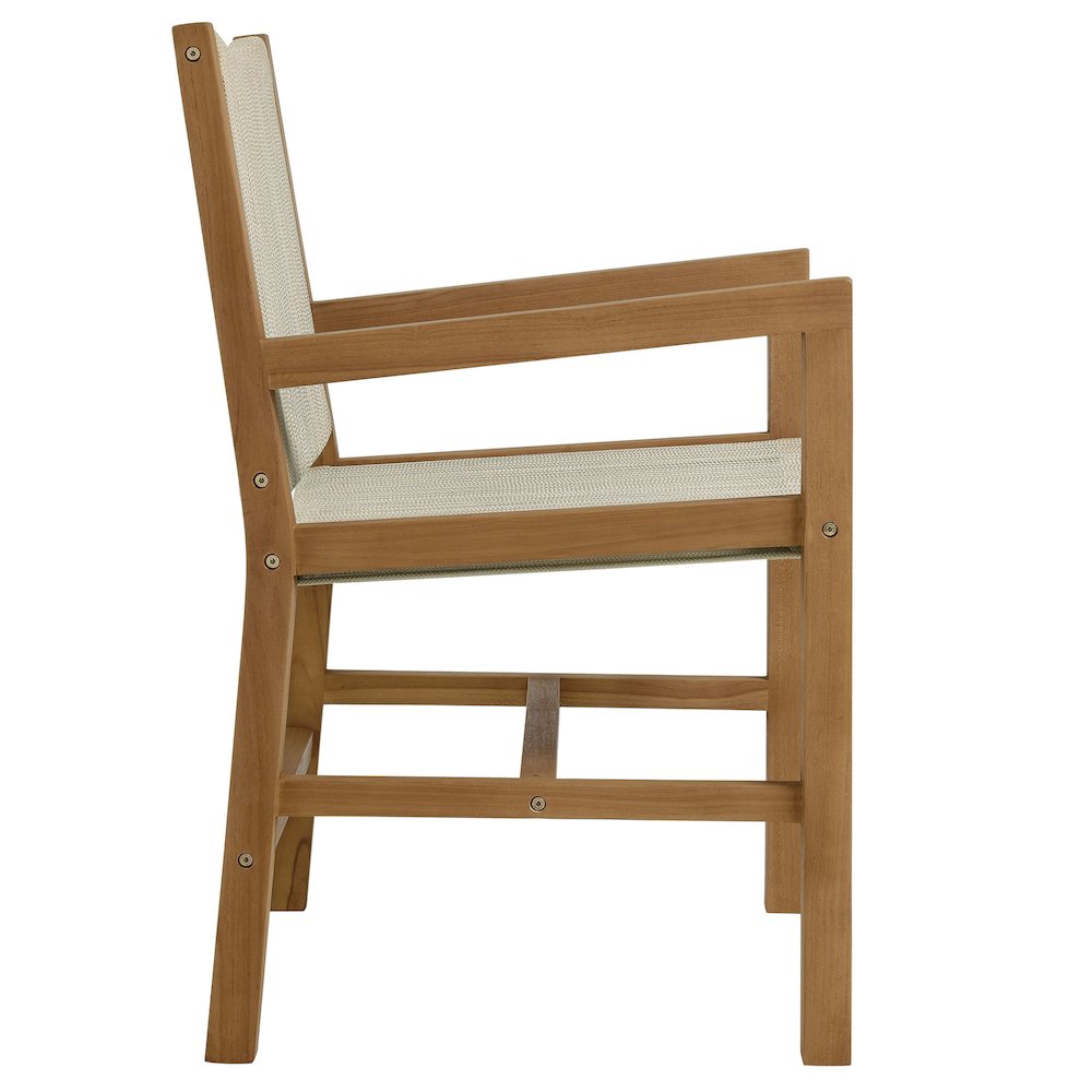 Vienna 3-Piece Outdoor Patio Teak and Rope Armchairs with Folding Side Table. Picture 7