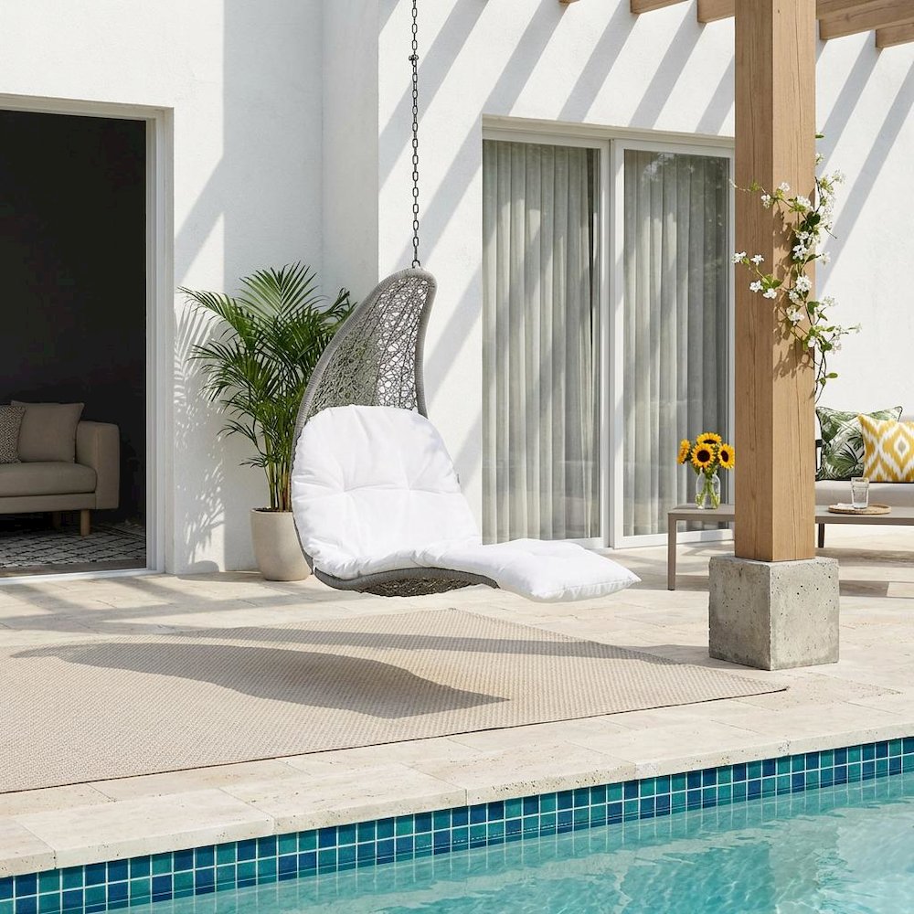 Outdoor Lounge Chair In Neutral Color With Durable Construction, Modern Design. Picture 2