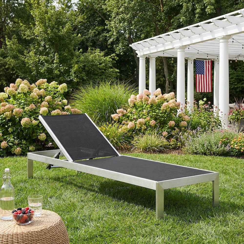 Outdoor Patio Aluminum Chaise With Comfortable Backrest And Stylish Design. Picture 3