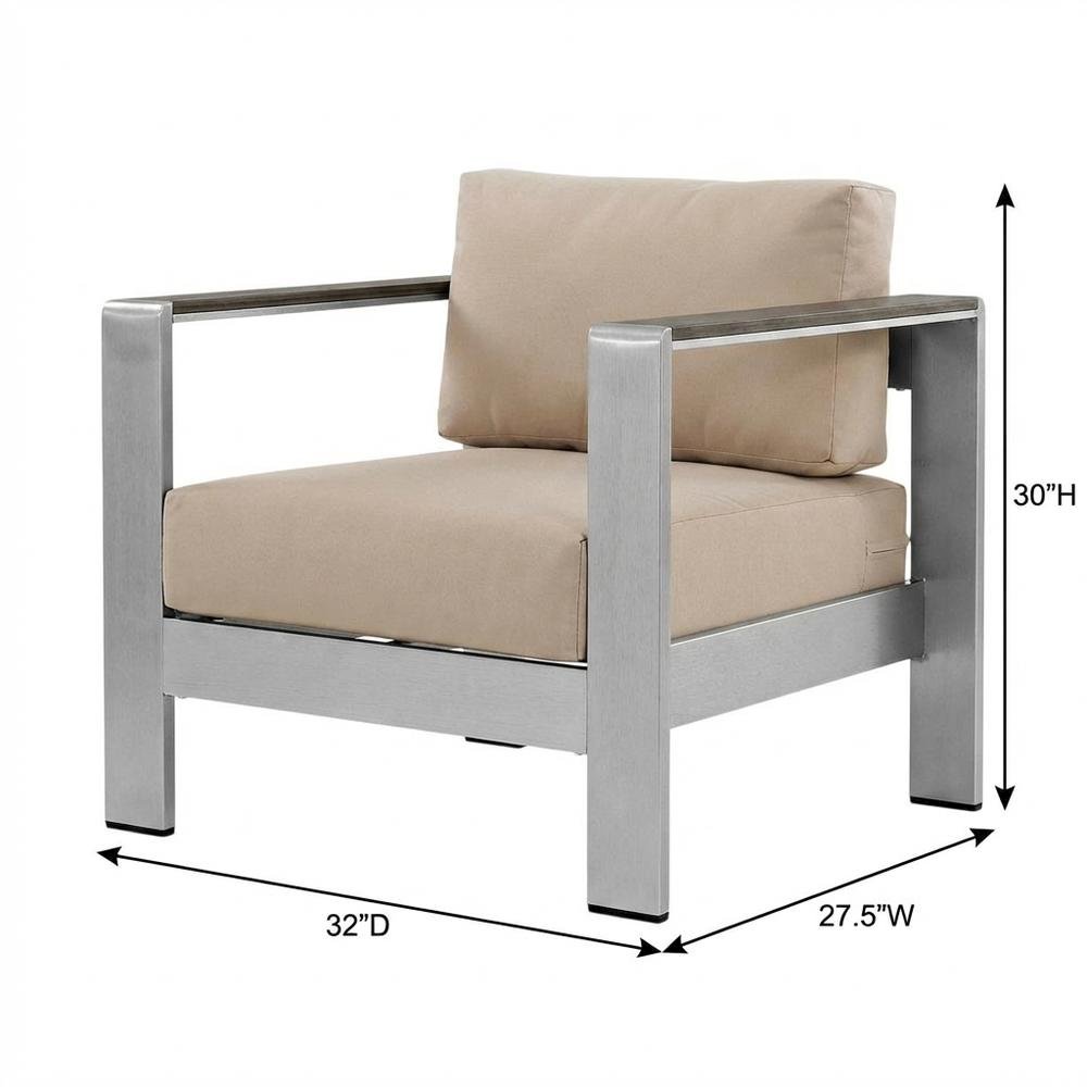 Outdoor Aluminum Armchair For Patio Lounge With Armrests. Picture 7