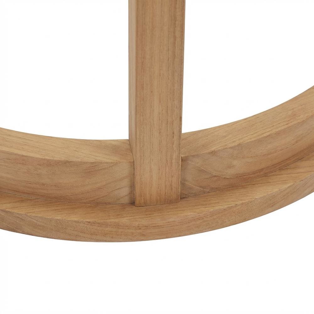 Teak Outdoor Coffee Table With Round Top And Rustic Finish. Picture 6