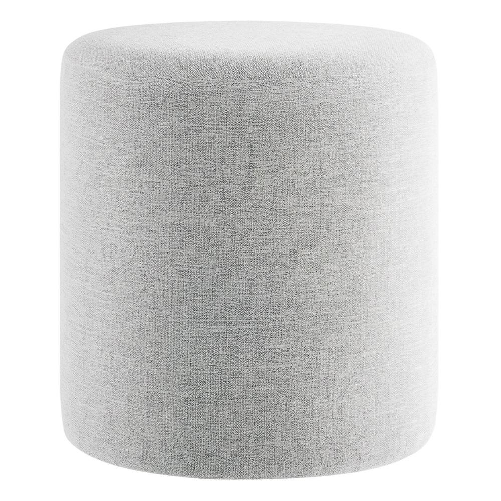 16" Round Heathered Fabric Upholstered Ottoman for Outdoor Living. Picture 4
