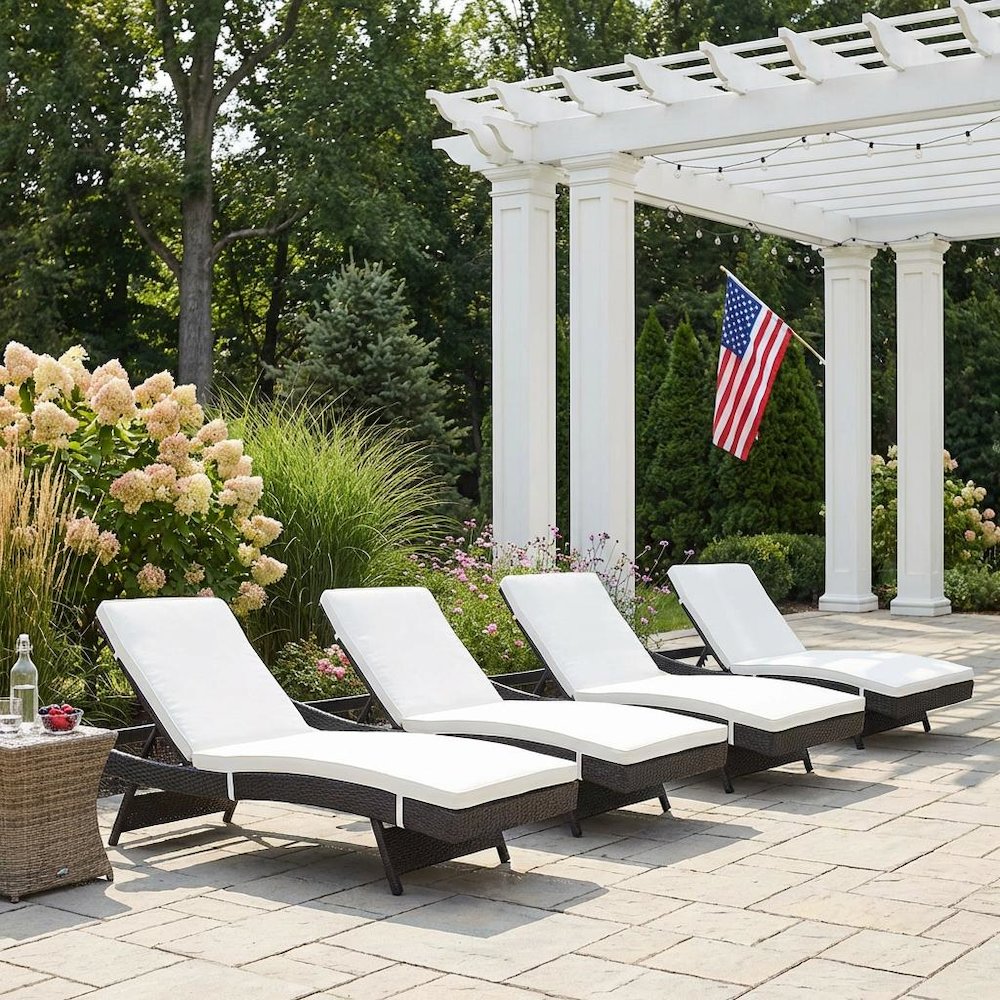 Set Of 4 Outdoor Lounge Chairs With Cushions For Patio Relaxation. Picture 3