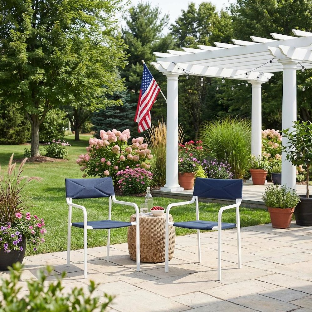 Outdoor Patio Aluminum Armchair Set Of 2 With Stackable Design For Lounge Use. Picture 3