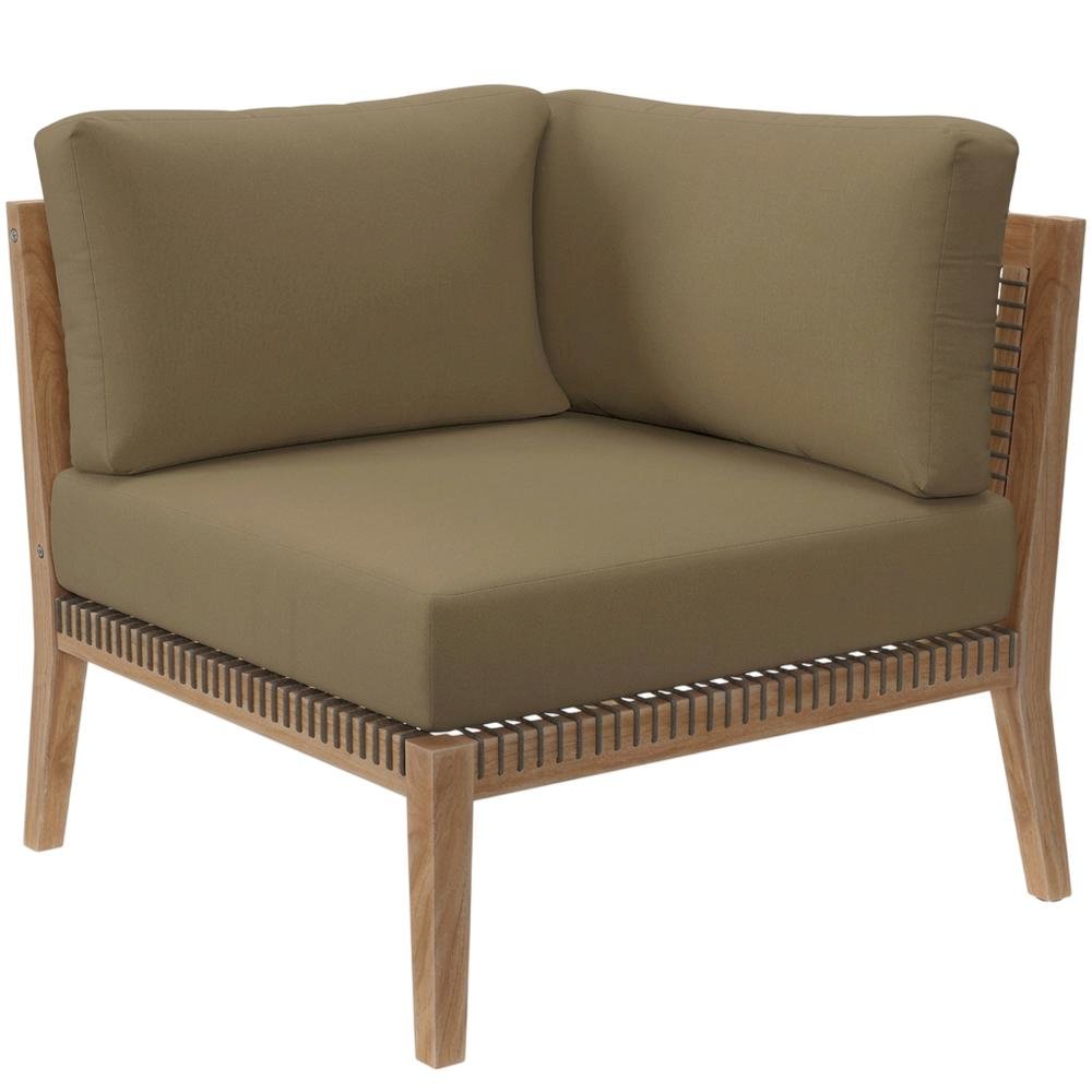 Outdoor Lounge Chair With Teak Wood Frame And Comfortable Seat. Picture 1