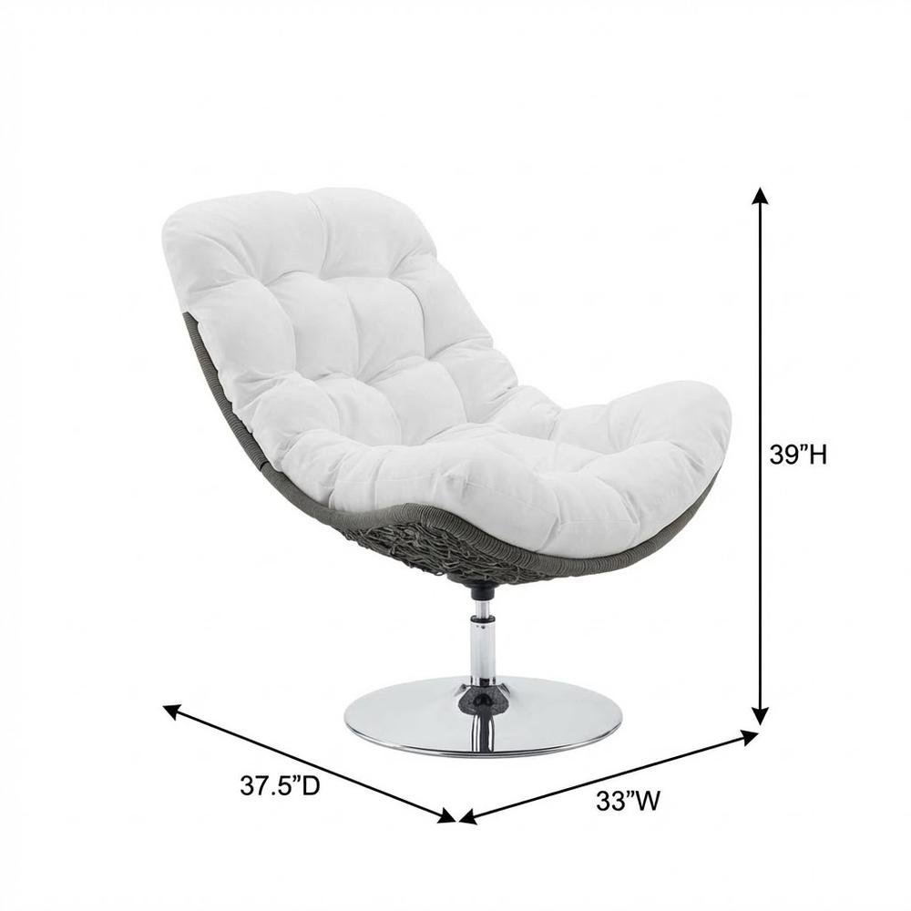 Wicker Rattan Outdoor Lounge Swivel Chair With Cushioned Seat. Picture 7