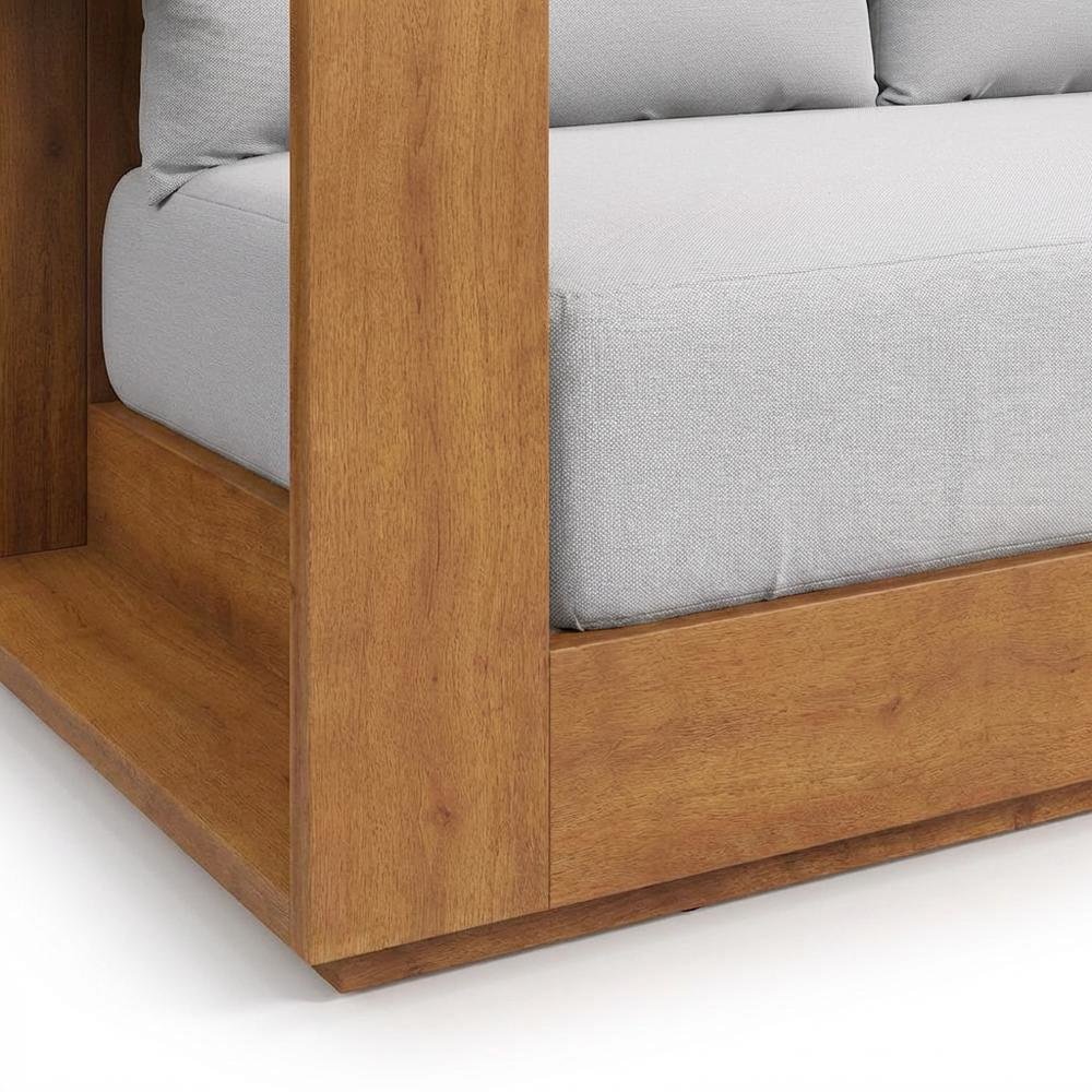 Acacia Wood Outdoor Loveseat With Armrests And Sturdy Frame. Picture 6
