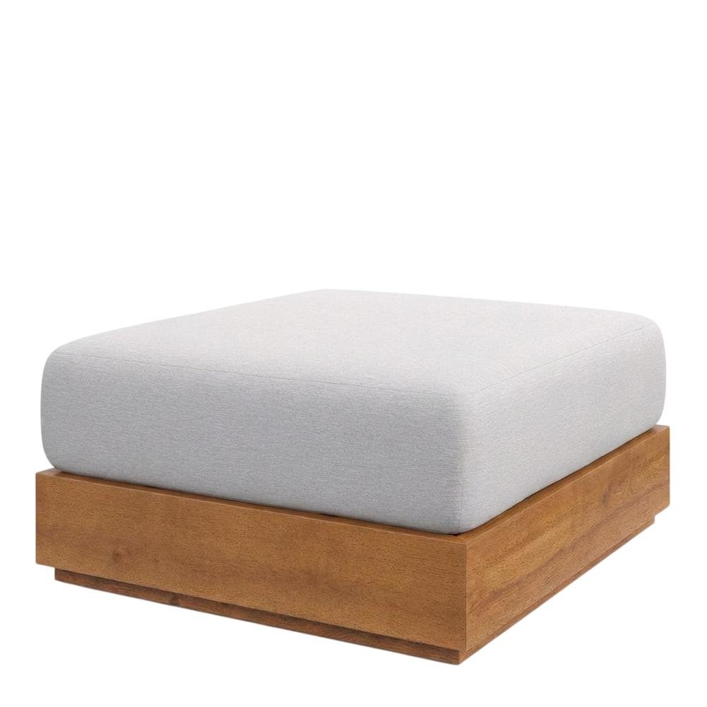 Outdoor Patio Ottoman with Acacia Wood Top and Stylish Design. Picture 1