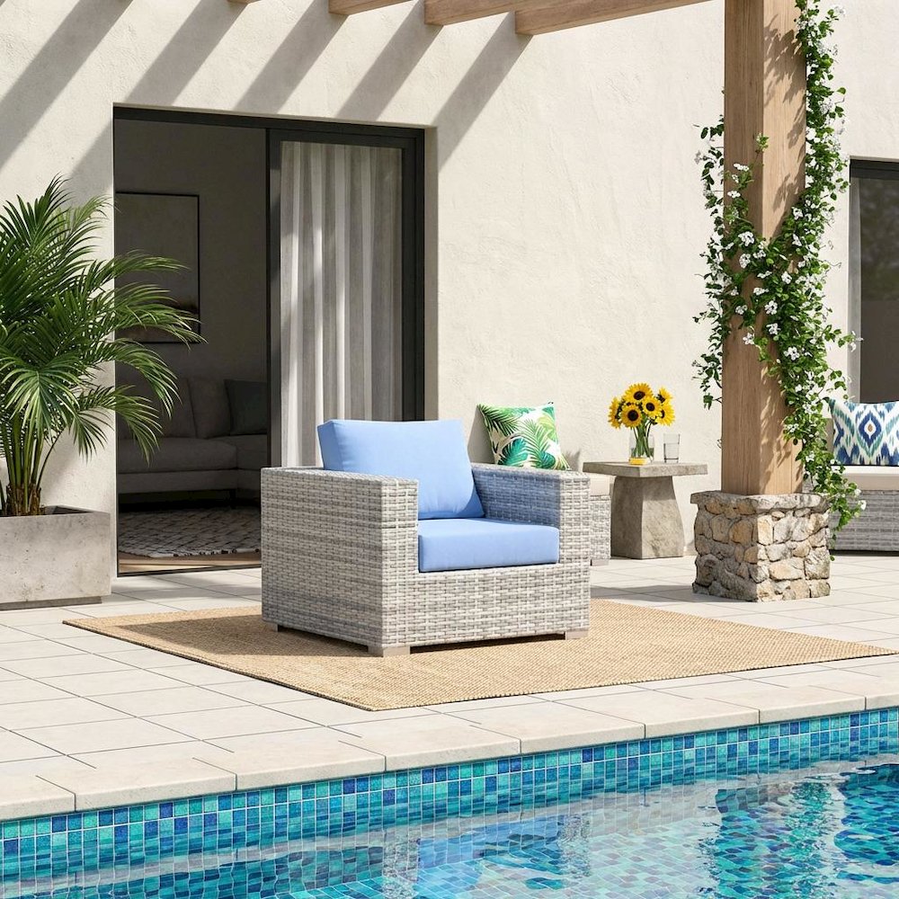 Outdoor Patio Armchair With Cushioned Seat And Sturdy Frame. Picture 2