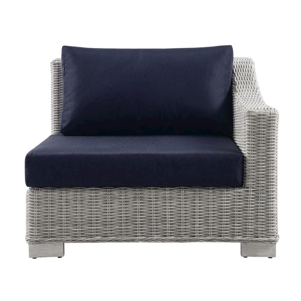 Outdoor Patio Wicker Rattan Left-Arm Lounge Chair With Armrest And Durable Build. Picture 1