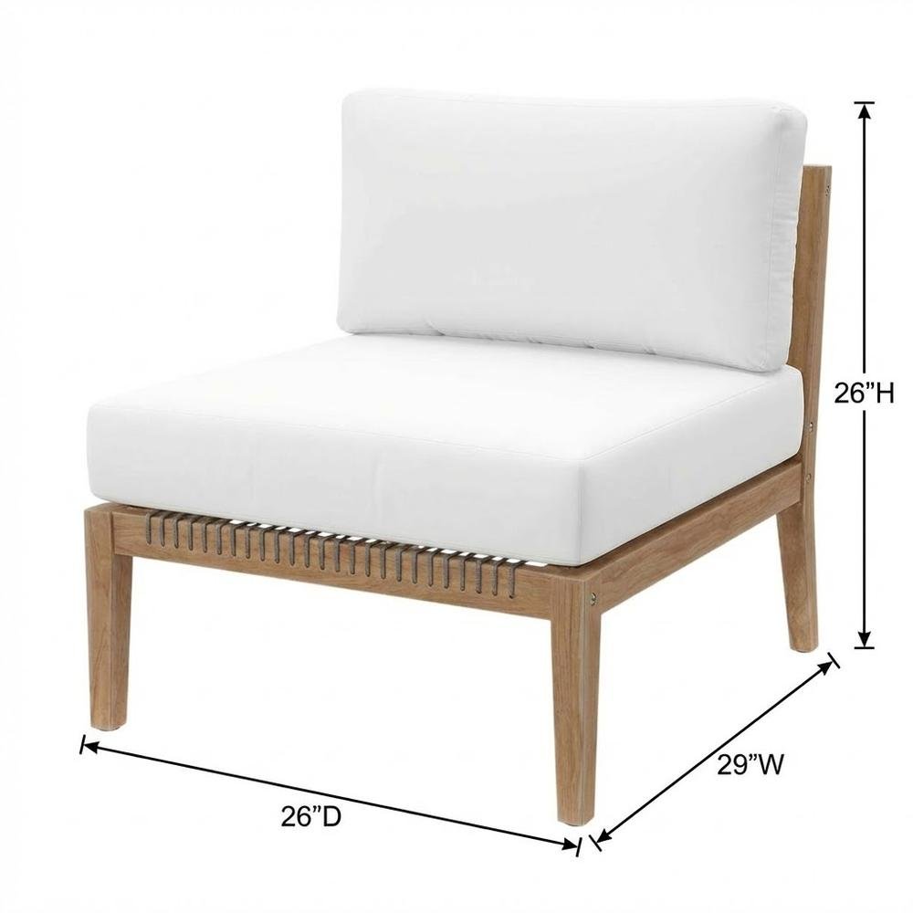 Teak Wood Outdoor Lounge Chair With Back And Seat Cushions. Picture 7