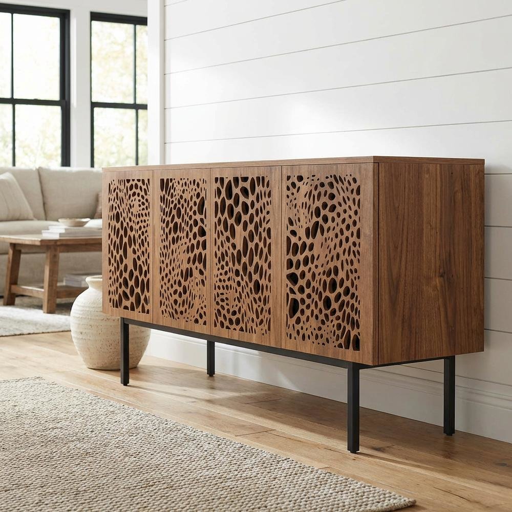 Wooden Brown TV Stand with Ample Storage Space and Modern Design. Picture 2