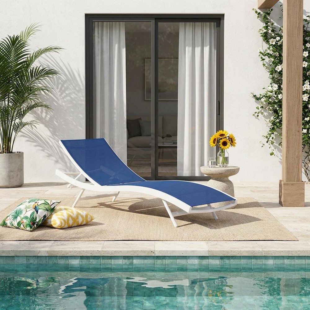 Outdoor Patio Chaise Lounge Chair In Durable Weatherproof Material. Picture 2